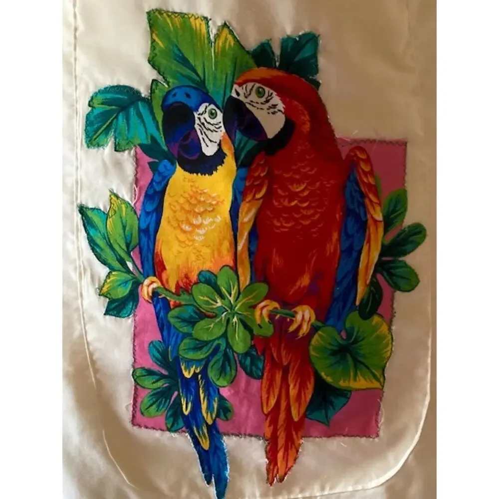 Vintage Handmade Tropical Parrot Apron - Large Bird Pocket